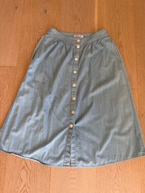 Madewell Light Blue Button-Front A-Line Denim Skirt